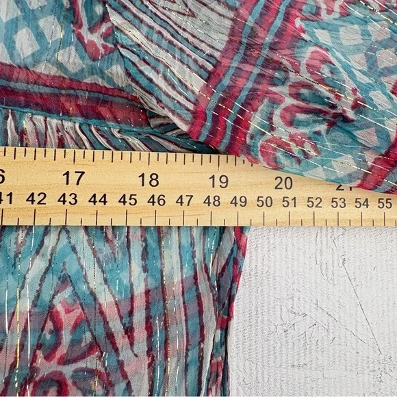 Ritu Kumar Multicolor Boho Blouse Sheer Flowy Long Sleeves NWT Sz 2 Festival - Picture 8 of 11